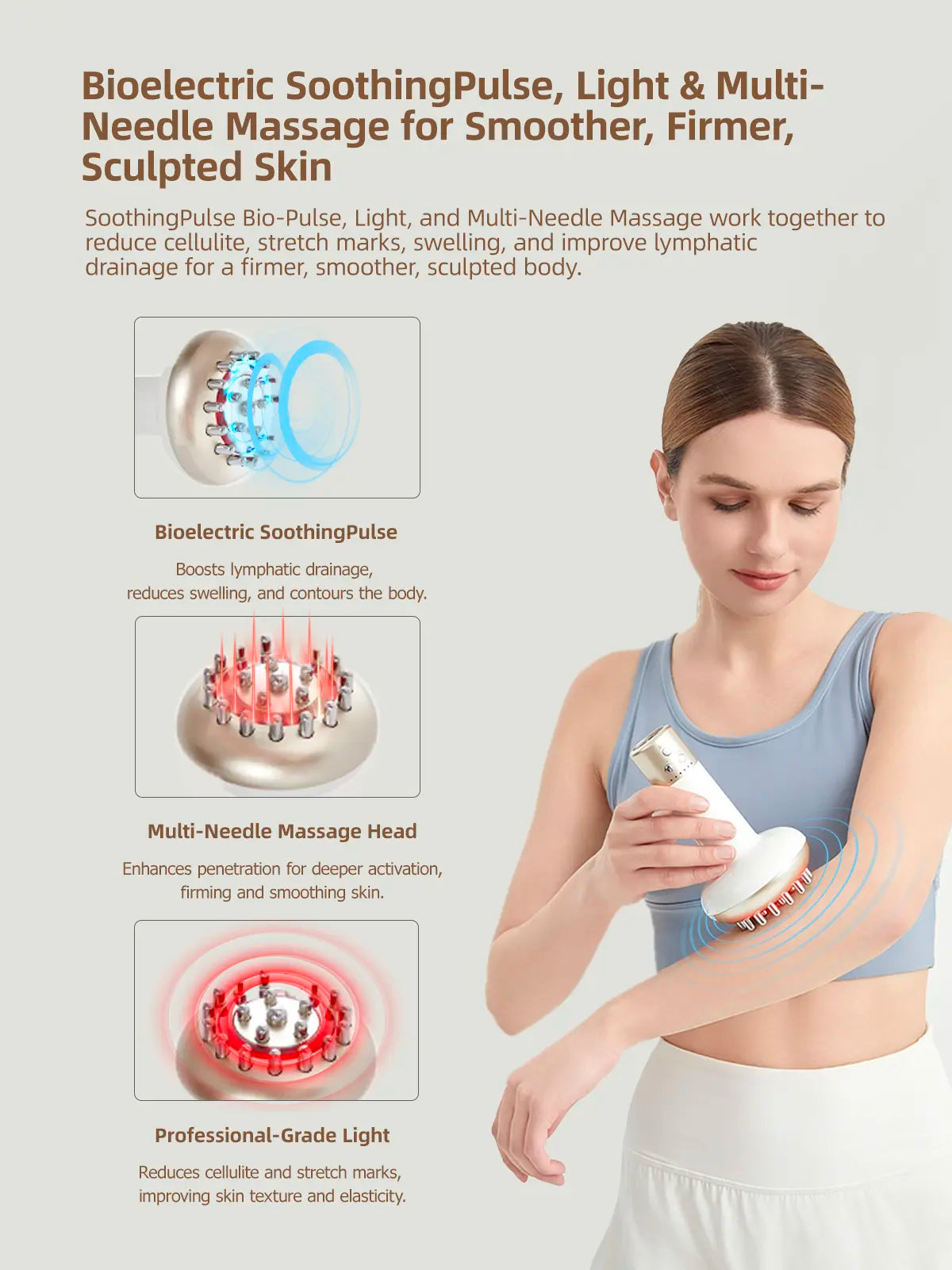 【TikTokShopRestock】Deep Tissue Massager for Sciatica & Back Pain Relief - Electric Pulse Device with Heat, Vibration, Red Light Therapy for Leg, Hip & Nerve Pain, Portable (Gold）) Detox Gift mini image 5