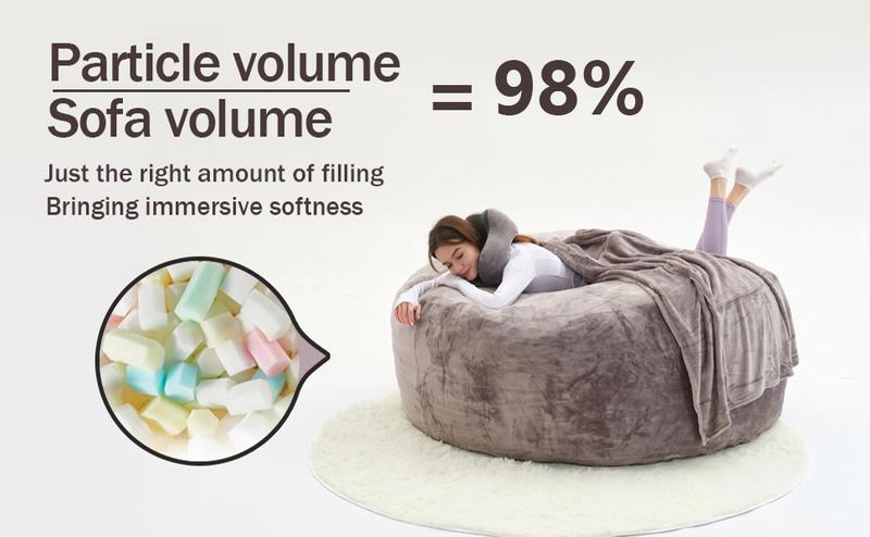 Jumbo(with Filler) bean bag Lazy sofa beanbag Chair Ship Free High-Rebound Memory Foam Furniture Flannel Cover Removable Gifts: A carpet, a pair of eye masks, a pair of earplugs, a U-shaped pillow, a blanket