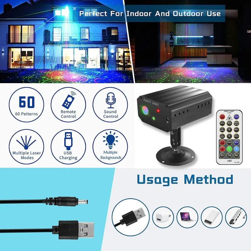 1pc All Aluminum One Body Party Disco Light with Remote Control, USB Powered, for Party Birthday Wedding Holiday Christmas Decoration, Halloween, Lighting Experience