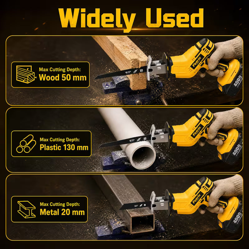 21V Cordless Reciprocating Saw Kit with Battery & Charger, Makita Interface Handheld Electric Sabre Saw, Portable Cutter for Tree Pruning, Garden Work & Home Renovation, Cut Wood, Metal, PVC Pipe