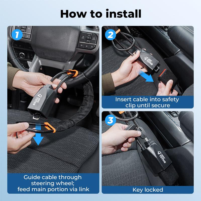Wheel Lock with 2 Keys Universal Anti Theft Car Device for Most Vehicles Trucks SUVs Vans Dashboard Security Deterrent Durable Construction Quick Installation