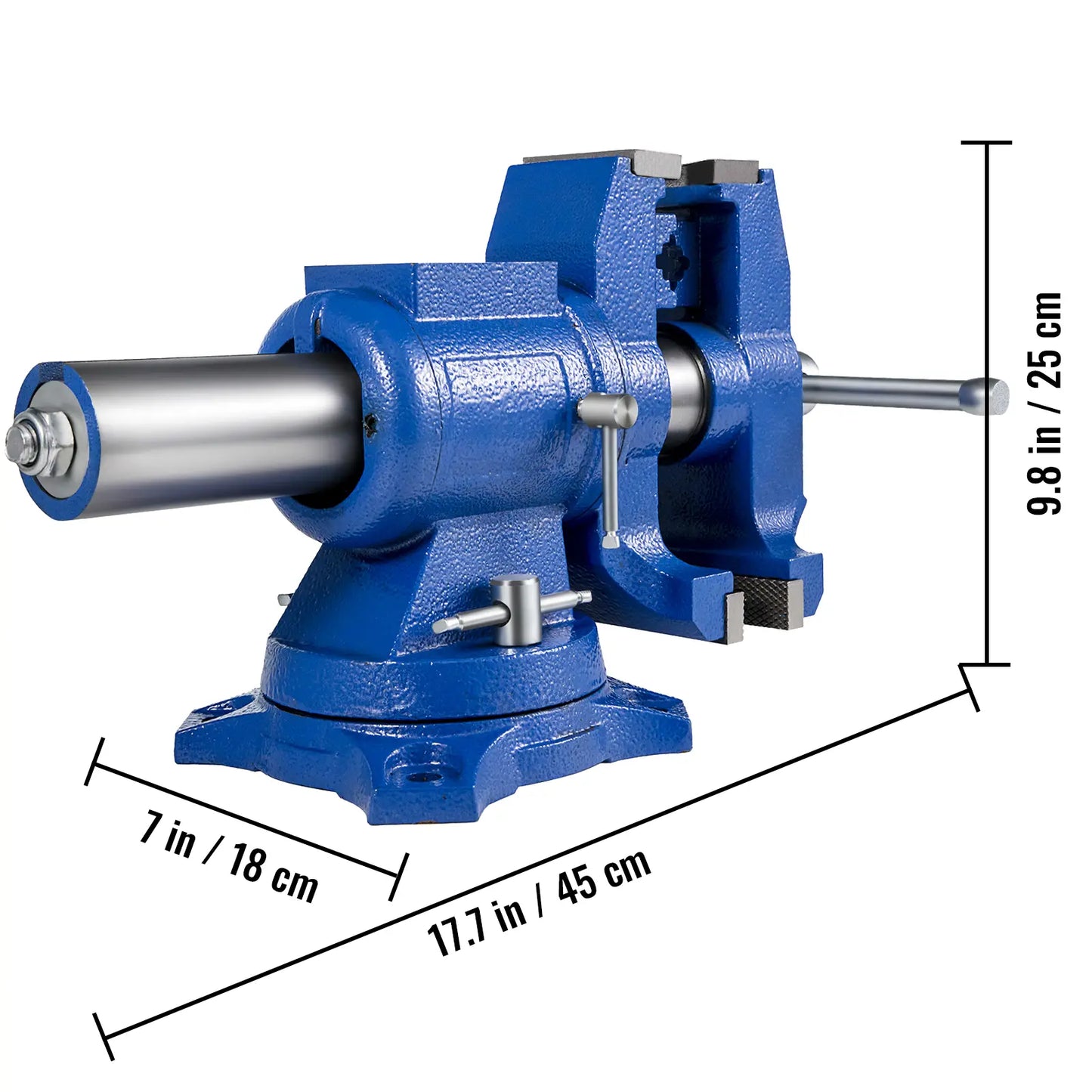 【Summerfinds】VEVOR 5" Heavy Duty Bench Vise Double Swivel Rotating Vise Head/Body Rotates 360°,Pipe Vise Bench Vices 30Kn Clamping Force,for Clamping Fixing Equipment Home or Industrial Use image 8