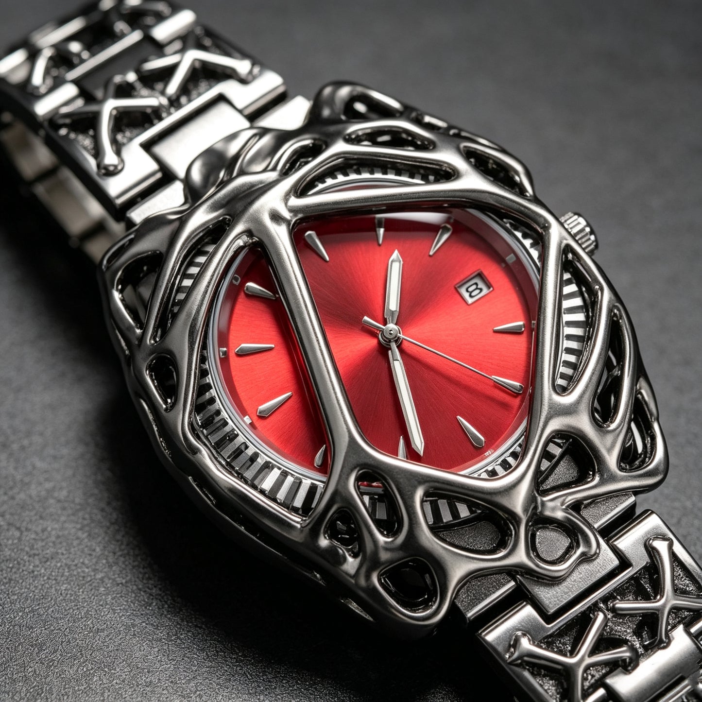 Men’s Punk‑Style Wrist Watch – Spider‑Web Pattern, Special Shaped Dial, Niche Ins‑Vibe, European‑American Fashion Quartz Wristwatch