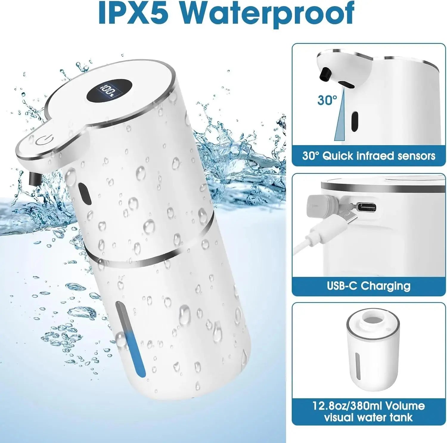Automatic Liquid Soap Dispenser – Touchless Hand Soap or Dish Soap Dispenser, 6 Adjustable Levels, 360ml, IR Sensor & Display, Wall-Mount or Tabletop Use for Bathroom Kitchen – Ideal Gift for Home image 6
