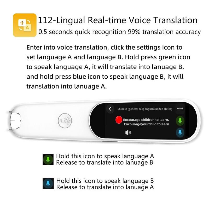 Portable Mini Dictionary Pen, 1 Count Multifunctional Scanning Education Translation Pen, Multilingual Language Learning Electronics Pen for Home School Office, Digital Products, Smart, Wireless
