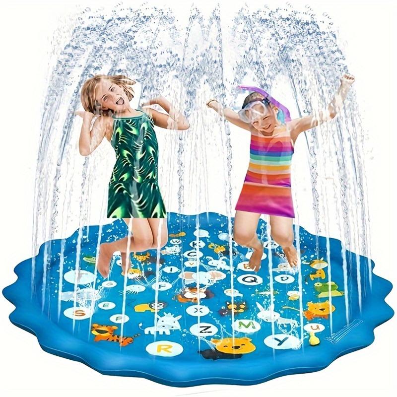 Extra-Large 39" Splash Pad & Kiddie Pool - Colorful Alphabet & Animal Spray Toys, Durable PVC, Ideal for Ages 3-5, Portable Summer Fun for Backyard & Lawn, Cartoon Spray Mat, Educational Toys, Letter Learning, Summer Play, Backyard Fun, Inflatable