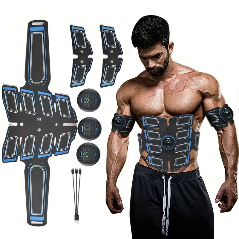 EMS Smart Abdominal Fitness Belt – 6 Modes, 18 Intensity Levels, Rechargeable Muscle Stimulator for Home Core Training, Ideal Christmas Gift for Men & Women