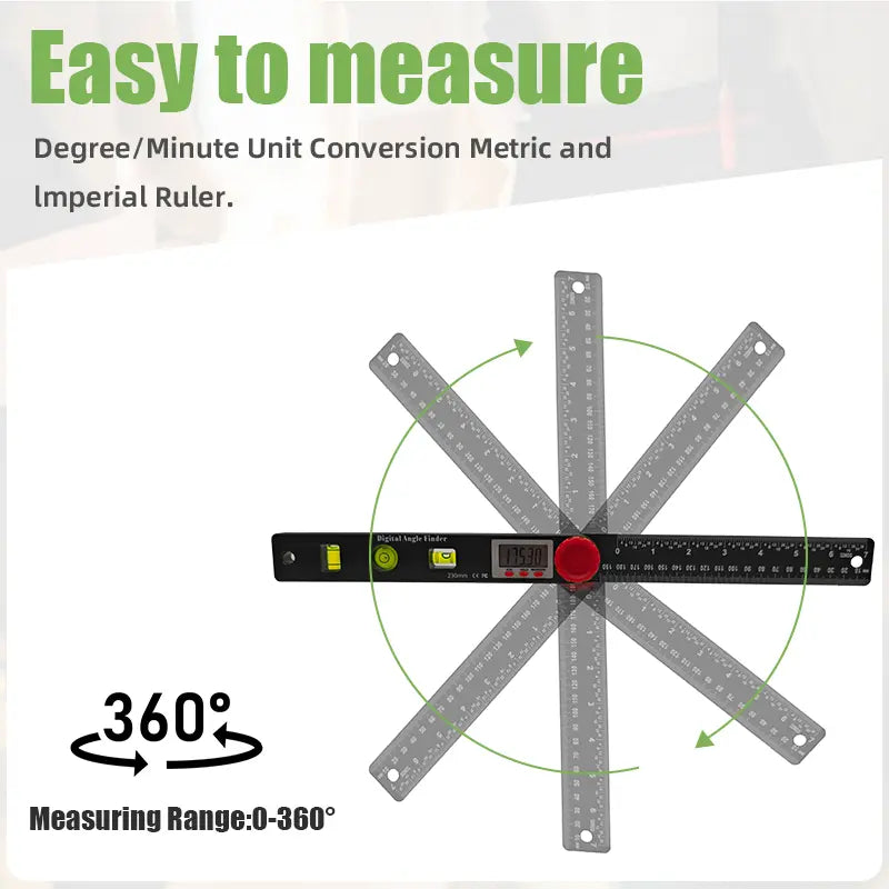 2-in-1 Angle Finder Ruler - 7 Inch/200mm Angle Measuring Tool for Woodworking, Carpentry, Construction and DIY