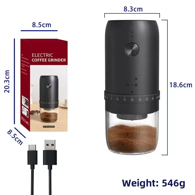 Portable Electric Coffee Grinder – Rechargeable, 40-Gear External Adjustment, Perfect for Home, Vacation & Travel