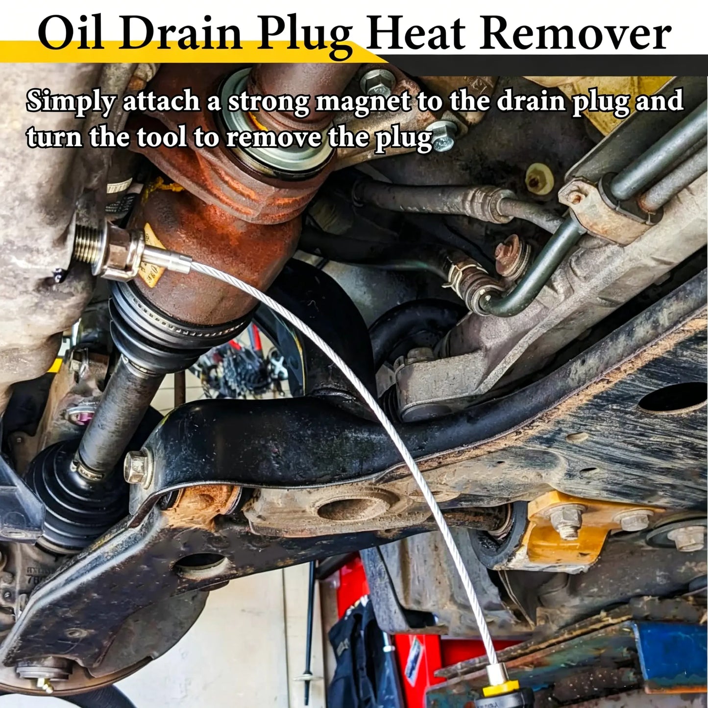 Heavy-Duty Magnetic Oil Drain Bolt Removal Tool - Anti-Scald Flexible Drain Plug Remover for Oil Changes