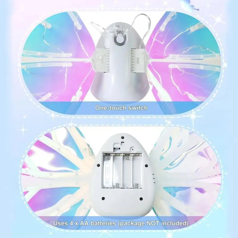LED Light Up Butterfly Wings - Battery Powered Colorful Glowing Wings for Party, Festival and Holiday Props (Batteries Not Included)