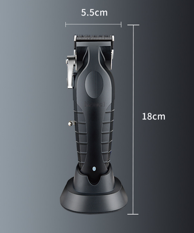 Kemei Electric Hair Clipper with Base - USB Rechargeable Trimmer for Barber Shops and Hair Carving