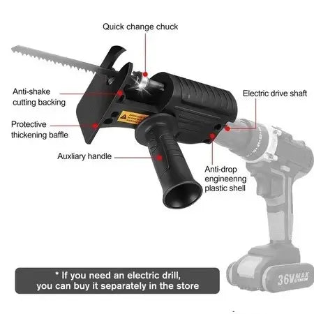 Electric Drill Jig Saw Connector - Reciprocating Saw Converter, Curve Saw Conversion Adapter for Woodworking