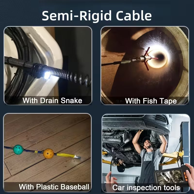 Endoscope Inspection Camera – 4.3" IPS Screen, 1080P HD, 8 LED Lights for Pipe & Repair Inspections