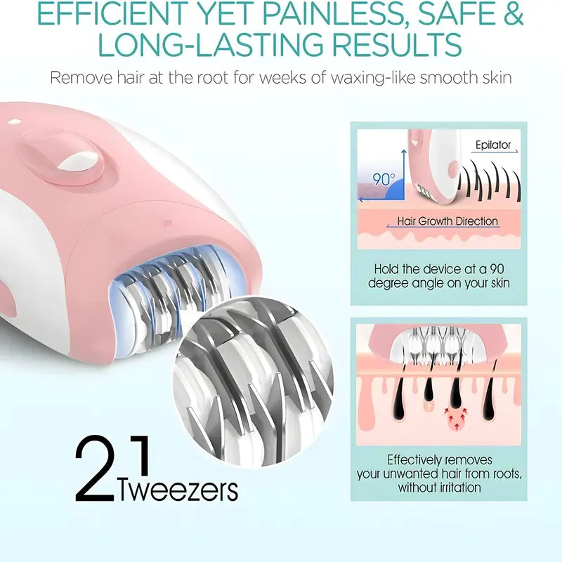 USB-Rechargeable Electric Epilator – Portable Hair Remover, Waterproof Body Hair Removal Appliance for Women