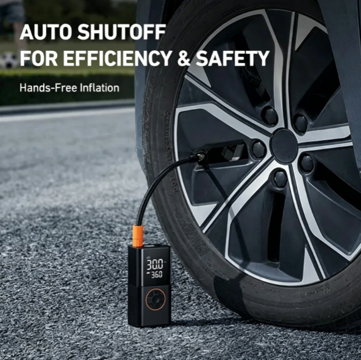 Portable Tire Inflator Air Compressor - Digital Dual Display, 150 PSI, LED Light for Cars, Motorcycles, Bikes and Balls