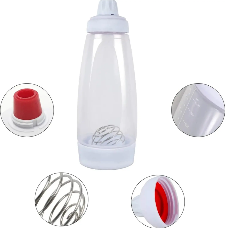 2Pcs Pancake Batter Dispenser & Mixer with Blender Ball, 4.5 Cup Reusable Plastic Silicone Bakeware, Easy Pour Spout Kitchen Gadgets for Pancake, Waffle, Muffin, Cupcake, Practical Mother's Day Gift