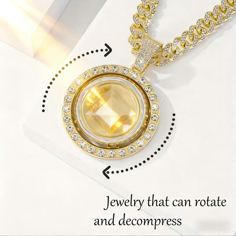 2-Piece Saint Motif Rotating Pendant Necklace Set - Religious Bohemian Jewelry for Men and Women