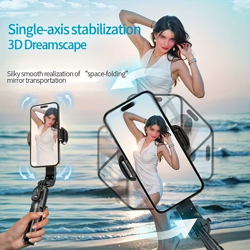 Single-Axis Handheld Gimbal – Detachable Remote, Telescopic Selfie Stick for Vlogging & Live Streaming