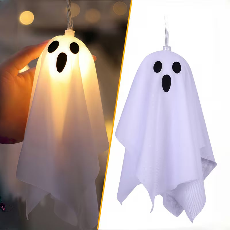 10-Pack Halloween Ghost Icicle Lights – Curtain String Lights for Haunted House & Porch Decor