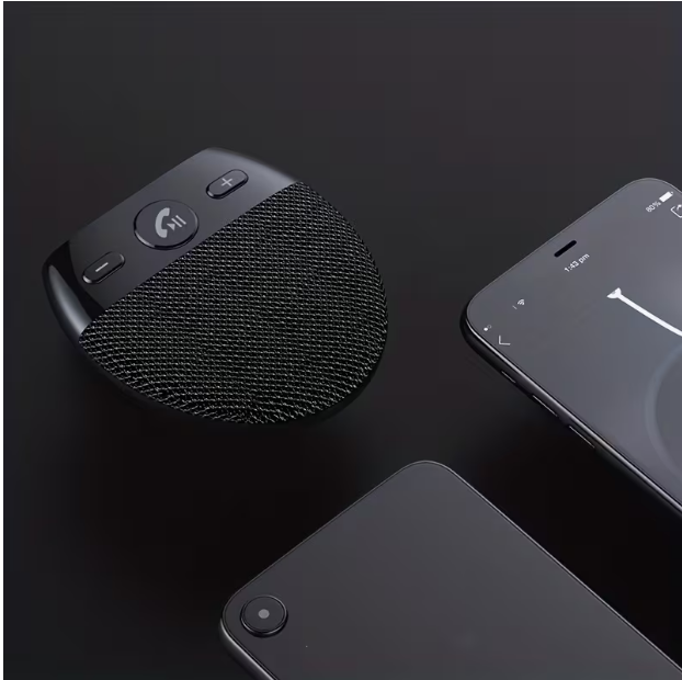V5.0 Wireless Car Speakerphone Kit – Hands-Free Sun Visor Music Player with Microphone