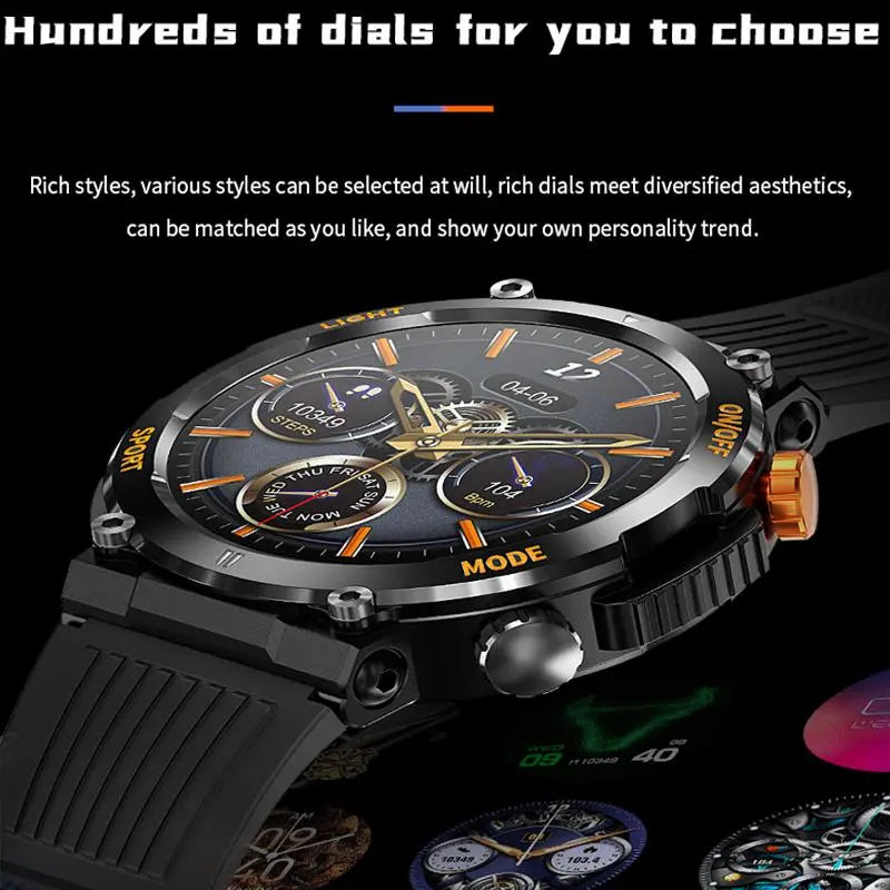 1.46-Inch HD Screen Smartwatch - Ultimate Outdoor Fitness Tracker with Bluetooth Calling, Multi-Sport Modes and LED Light for Android and iOS