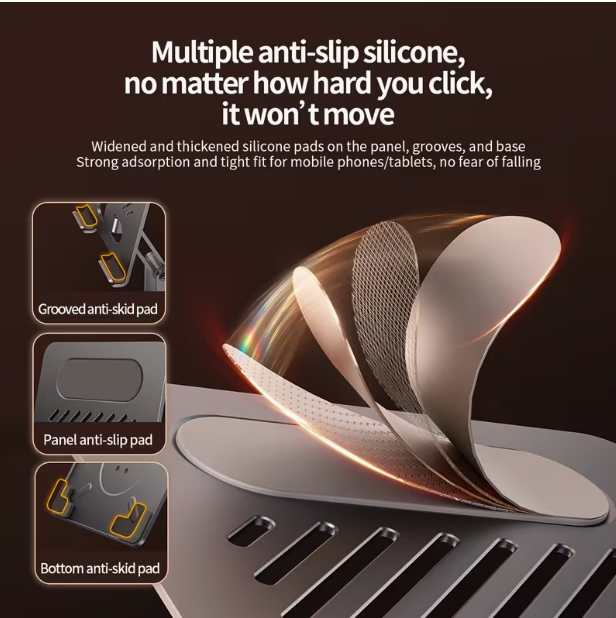 All-Metal Desktop Rotating Tablet & Phone Stand – Adjustable, Foldable, Universal, Compatible with iPad