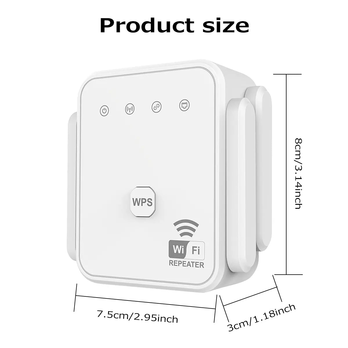 1200M WiFi Extender 4-Antenna Dual Band AC1200 Repeater - Supports 2.4G and 5G, Plug and Play for Home and Office