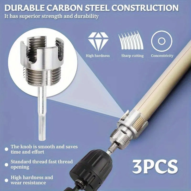 3-Piece Heavy-Duty Alloy Pipe Threading Tool Set - Electric Drill Compatible PVC/Plastic Pipe Threader for DIY & Professional Plumbing