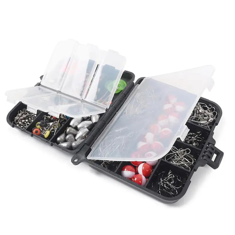 263-Piece Outdoor Fishing Accessories Set with Tackle Box - Includes Plier, Jig Hooks, Sinker Weights, Swivels, Snaps and Sinker Slides Kit