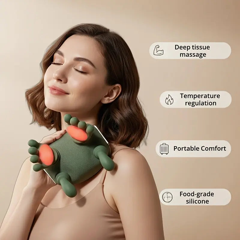 Smart Massage Pillow for Shoulder & Knee – Electric Massager with Realistic Hand Design, Deep Muscle Relief for Neck & Back Pain, Great Holiday Gift
