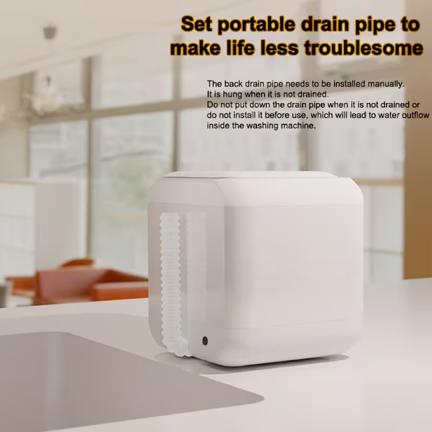 Stylish Mini Portable Washing Machine – High-Torque Pure Copper Motor, 4 Wash Modes, Separate Washing for Light & Thin Clothes, Helps Avoid Cross-Infection