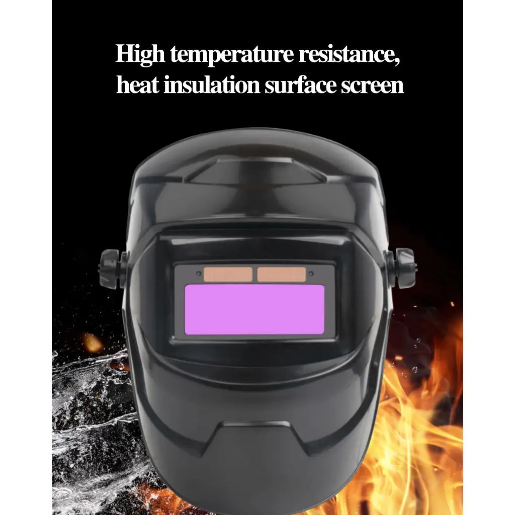 Professional Auto Darkening Welding Mask - Solar Powered, Spark Resistant Helmet with Goggles and Headlamp