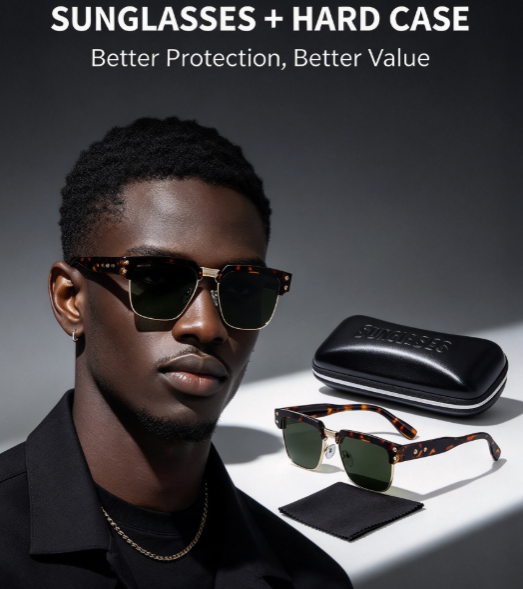 2026 New Square Polarized Sunglasses for Men - Retro High-End Style for Driving and Sun Protection