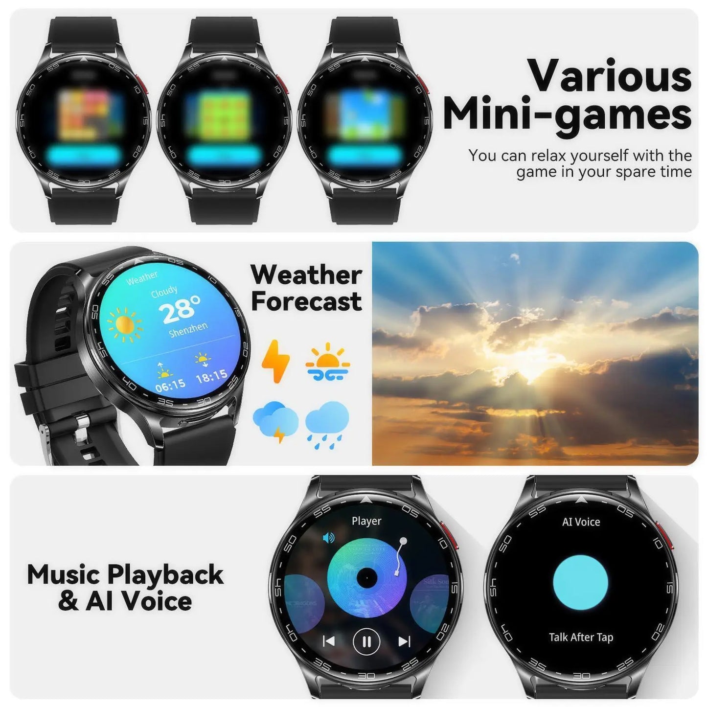 JELLOO Smart Watch with Earbuds - Multifunctional 1.39" HD Touch Screen Smartwatch with Call Answer, Music Playback, IP68 Water Resistant, Compatible with iPhone and Android