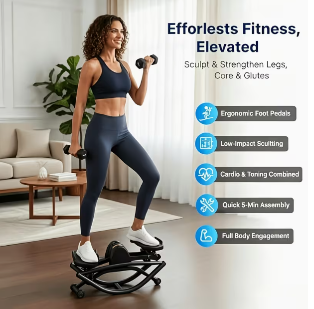 Silent U-Shaped Rocking Stepper – Includes Resistance Bands & Mat, Left-Right Swing, Compact Fat-Burning Machine for Home & Small Spaces, No Battery