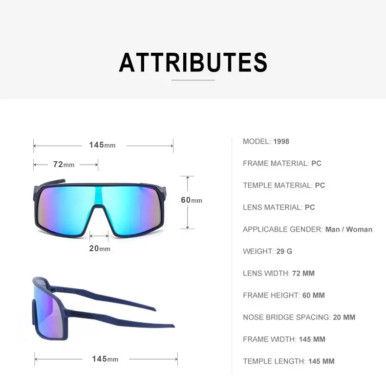Lightweight Sports Sunglasses for Men and Women - Windproof Cycling Shades for Outdoor Activities
