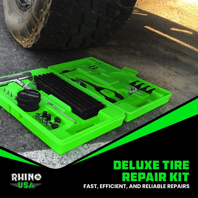 Rhino USA 86-Piece Tire Repair Kit - Professional Heavy Duty Tire Plug Kit for Tubeless Puncture Repair on Car, Motorcycle, ATV, UTV, RV and Trailer