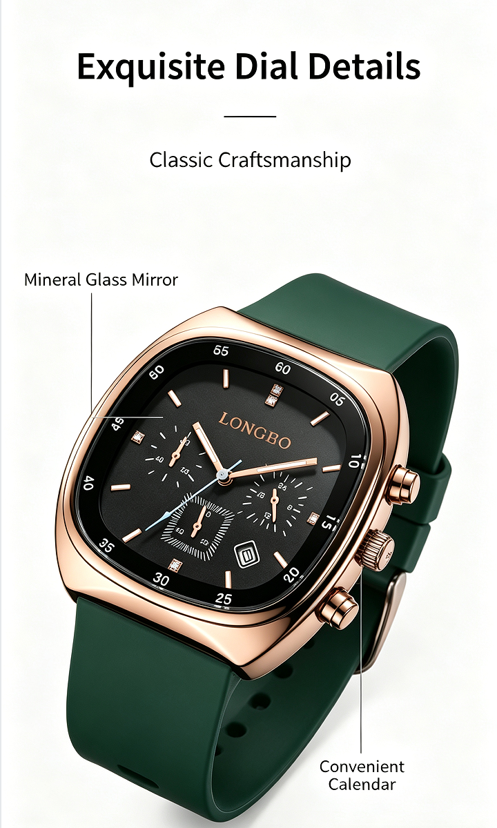 Fashionable Analog Watch, Sporty Waterproof Modern Unisex Open-Face Wristwatch - Luminous Display, Silicone Strap, Adjustable for Daily Wear, Automatic Mechanical with Necklace Bust Jewelry Set for Outdoor Use, Sporty Waterproof Watch