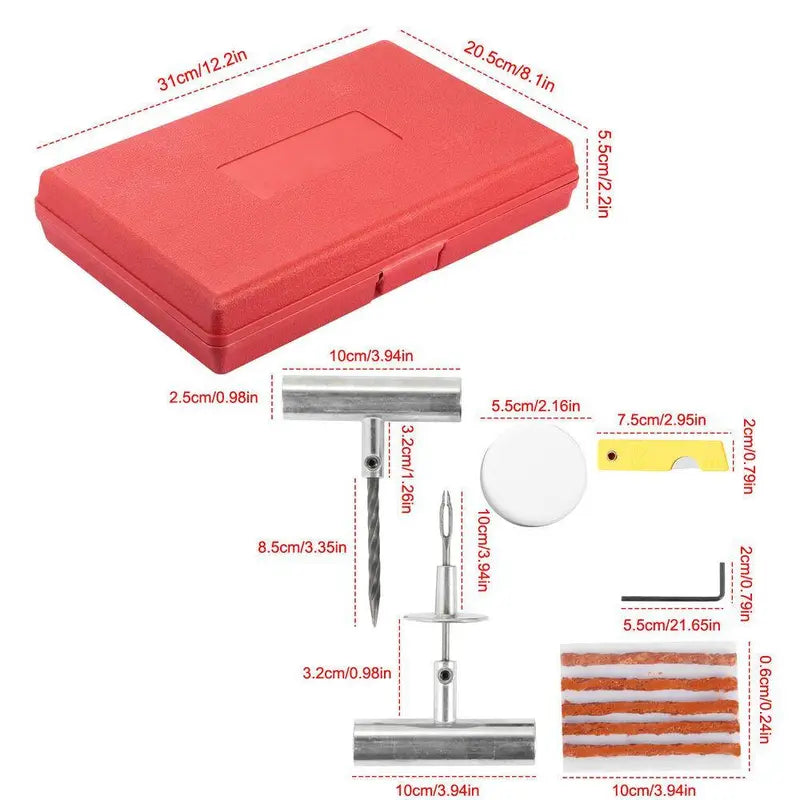 Tire Plug Repair Kit – Heavy Duty Flat Tire Puncture Repair Tool, Durable Iron Tools, Easy to Use for Car, ATV & Trailer