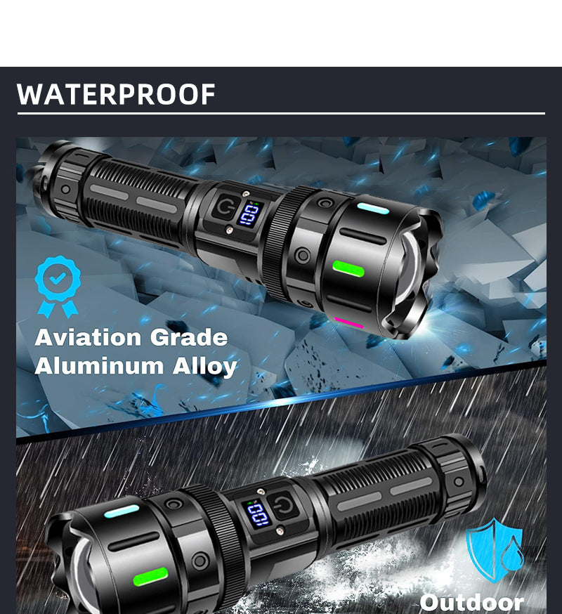 Long-Lasting High-Brightness Rechargeable Flashlight, Zoom & Long-Range Tactical Torch for Outdoor & Emergency Lighting