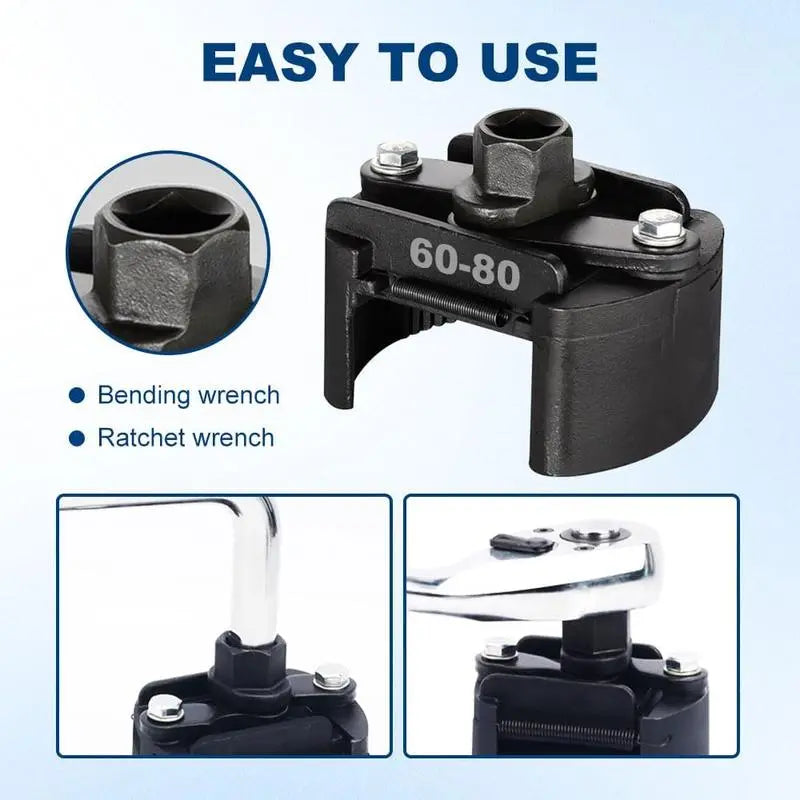 🔧 Cash on Delivery ✈ Adjustable Oil Filter Wrench - Universal 1/2" Drive Cap Style Removal Tool for 60mm-80mm Spin-On Filters