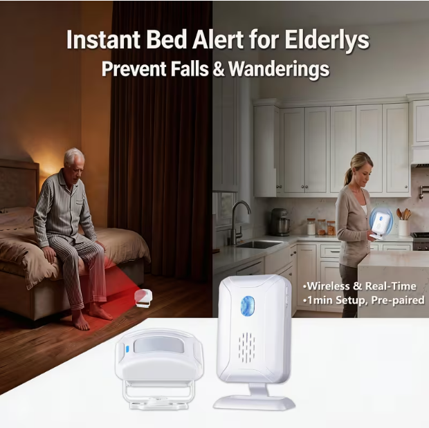 5-in-1 Motion Sensor Doorbell Alarm – Wireless Welcome Chime with Motion Detector & Voice Reminder, 920 ft Long Range, Long Battery Life, 4 Alarm Volume Levels, for Store, Home Security & Elderly Care