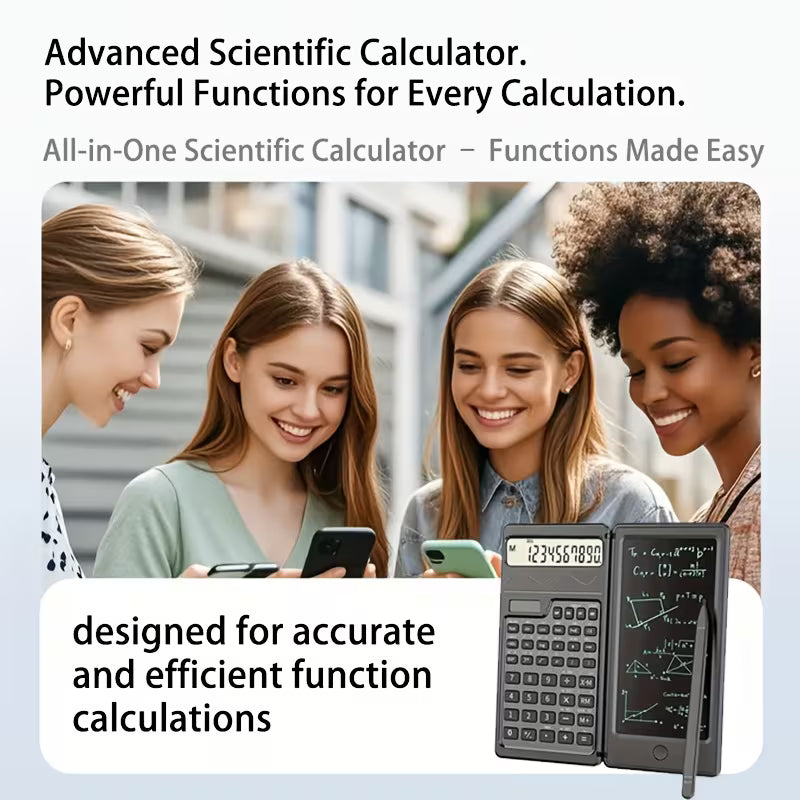 Ultra-Slim LCD Writing Board & Scientific Calculator – 10-Digit, Solar & Battery, for Math & Physics