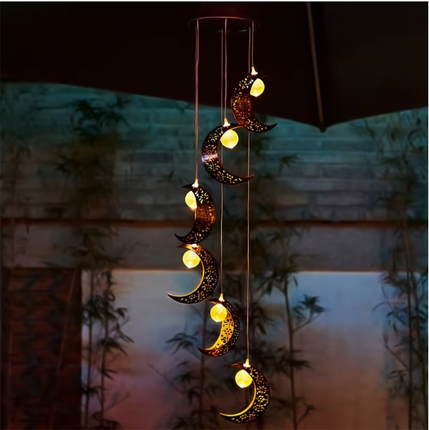 33.07" Moon-Shaped Solar Wind Chime Light – Outdoor Garden & Patio Decor, Celestial Theme