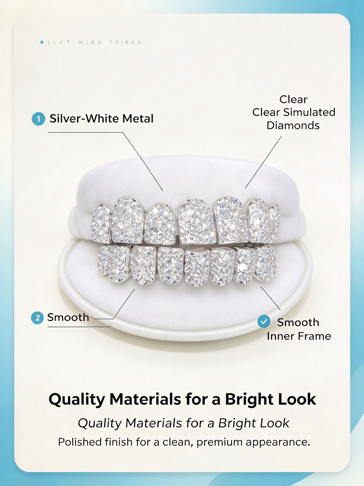 Hip-Hop Teeth Grillz - Silver Plated 10-Tooth Micro Pave Diamond Grills for Halloween and Party Accessories