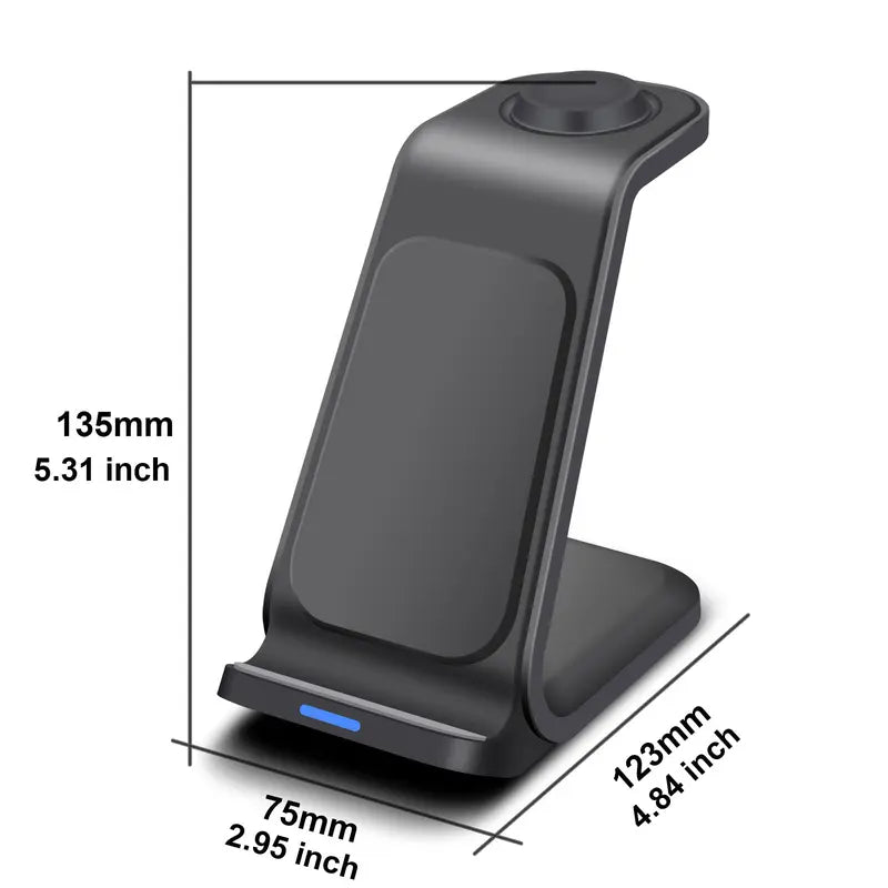 3-in-1 Wireless Charging Stand – 15W Fast Charging Dock for Samsung Galaxy Phones, Watches & Buds, Compatible with Z Fold/Flip, S Series, Watch 7/6/5/Pro, and More
