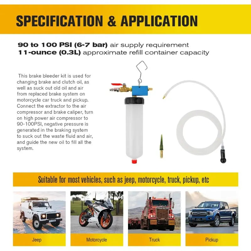 Automotive Oil Extractor Pump Kit – Brake Bleeder & Adjustment Tools, Easy-Operation Fluid Change Set for Car & Motorcycle Maintenance