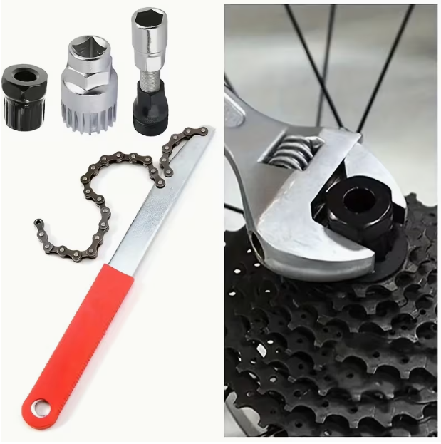Mountain Bike Cassette & Freewheel Removal Wrench Set – Includes Chain Wrench, Single Bike Repair Tool Kit