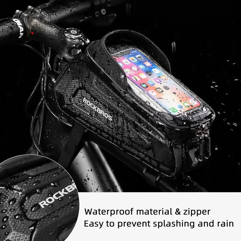 ROCKBROS Bike Bag E-Bike Phone Mount Bag - Water Resistant EVA Top Tube Frame Bag for Phones Under 6.8 Inches